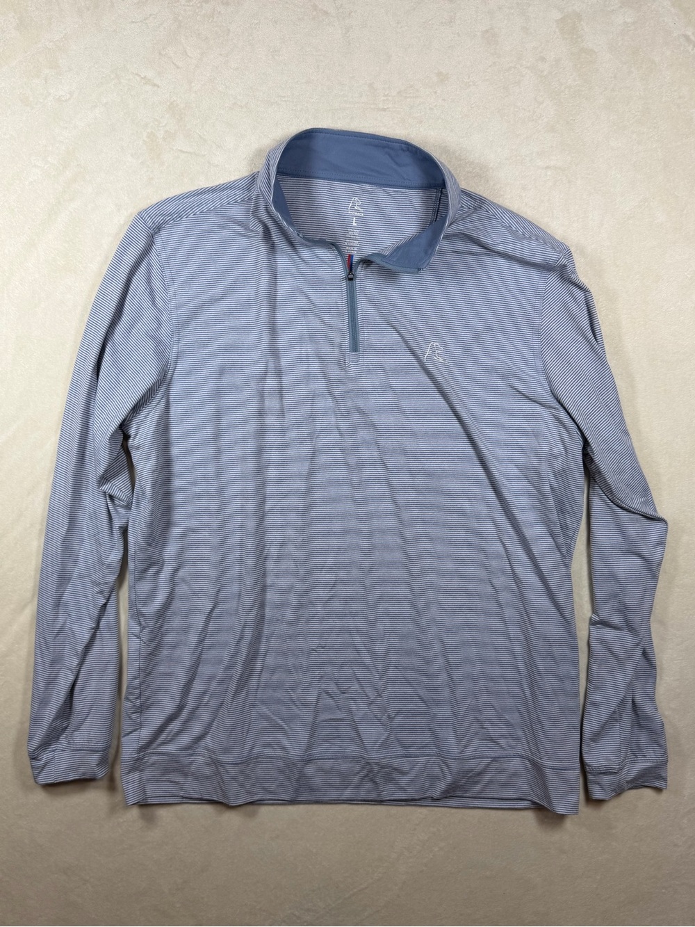Rhoback Size Large Light Blue Striped Quarter-Zip Performance Pullover